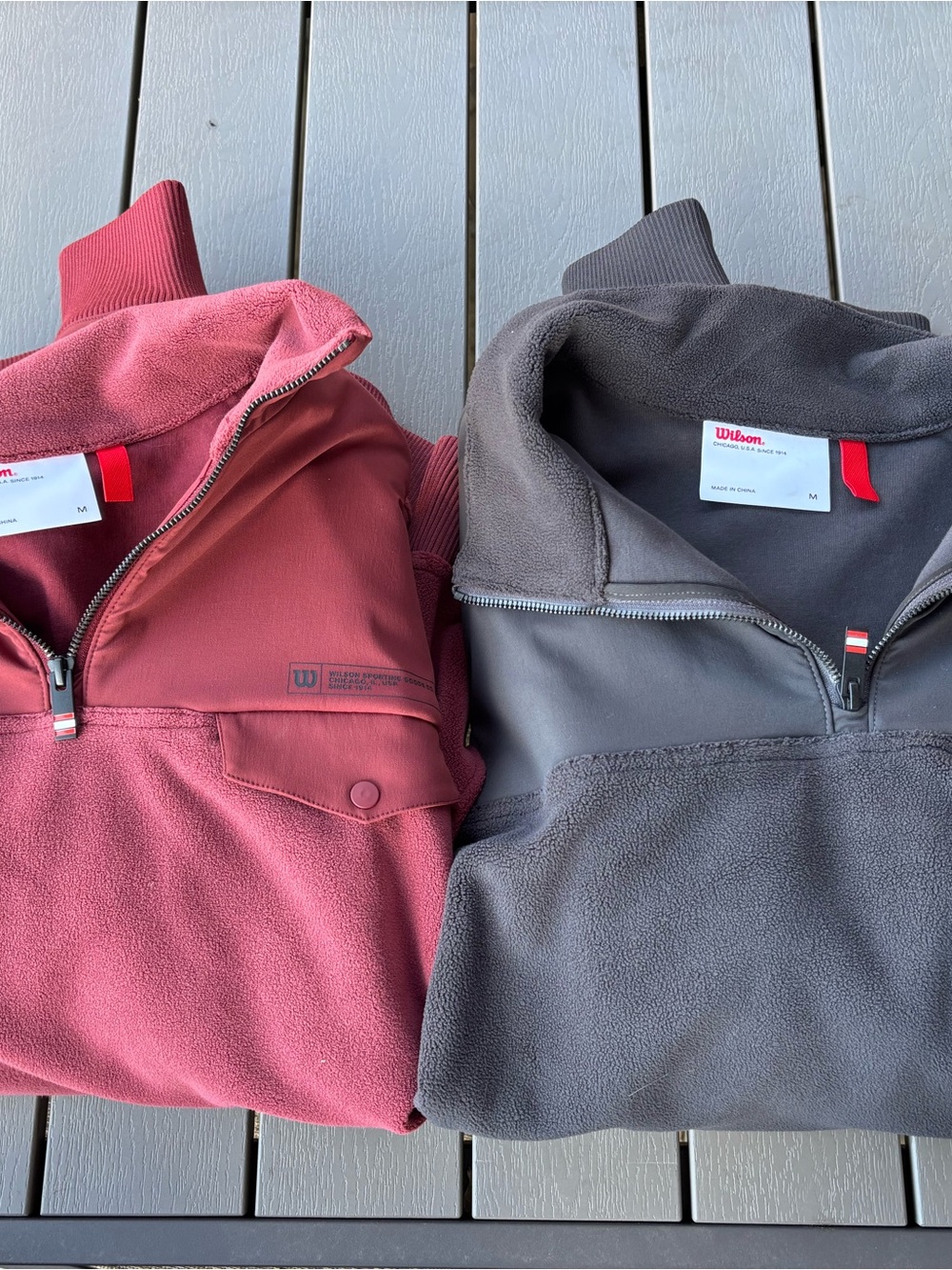 Wilson Red and Grey Half-Zip Fleece Pullovers